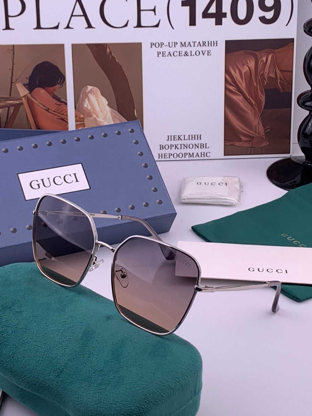 Gucci G11018 Polarized Square Brown Lens Sunglasses for Women - detail image 2