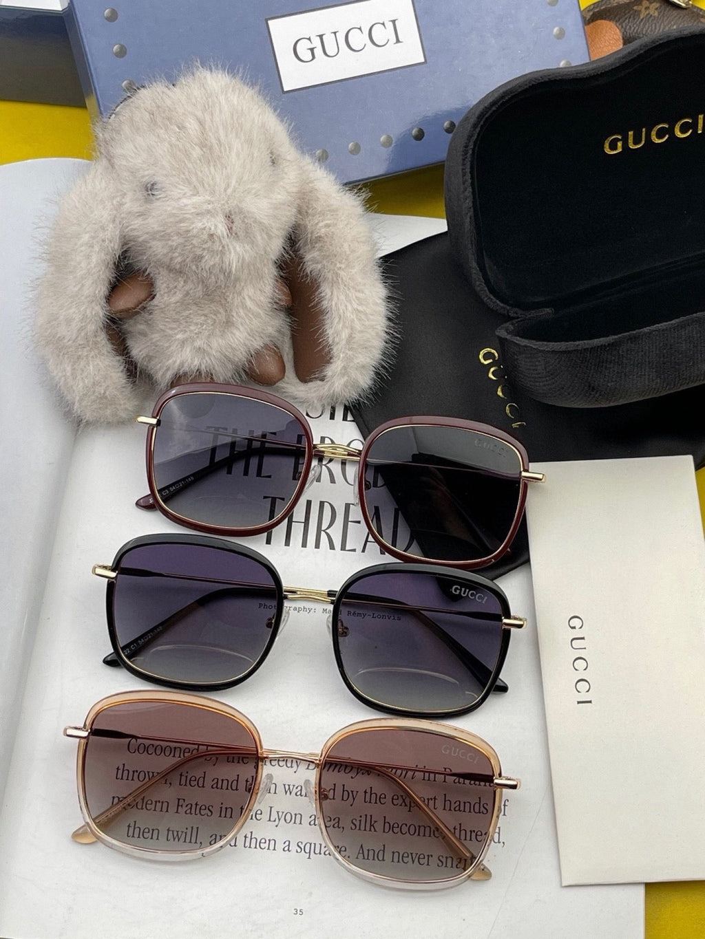 Gucci G2242 Metal Square Red Lens Sunglasses for Men & Women - detail image 7