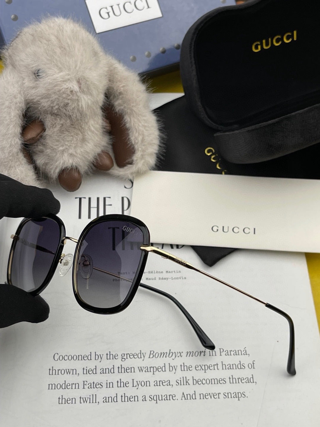 Gucci G2242 Metal Square Red Lens Sunglasses for Men & Women - detail image 6