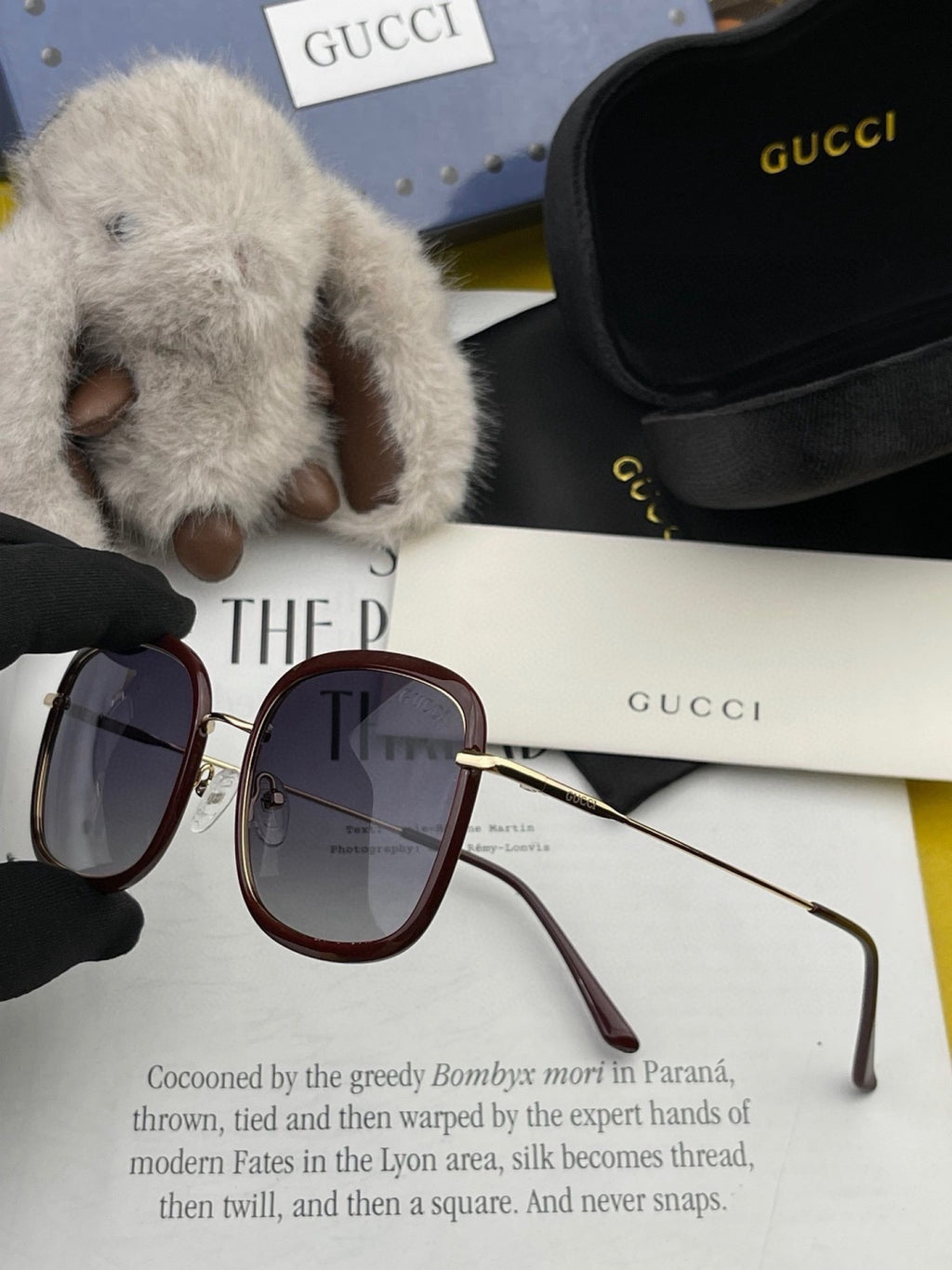 Gucci G2242 Metal Square Red Lens Sunglasses for Men & Women - detail image 4