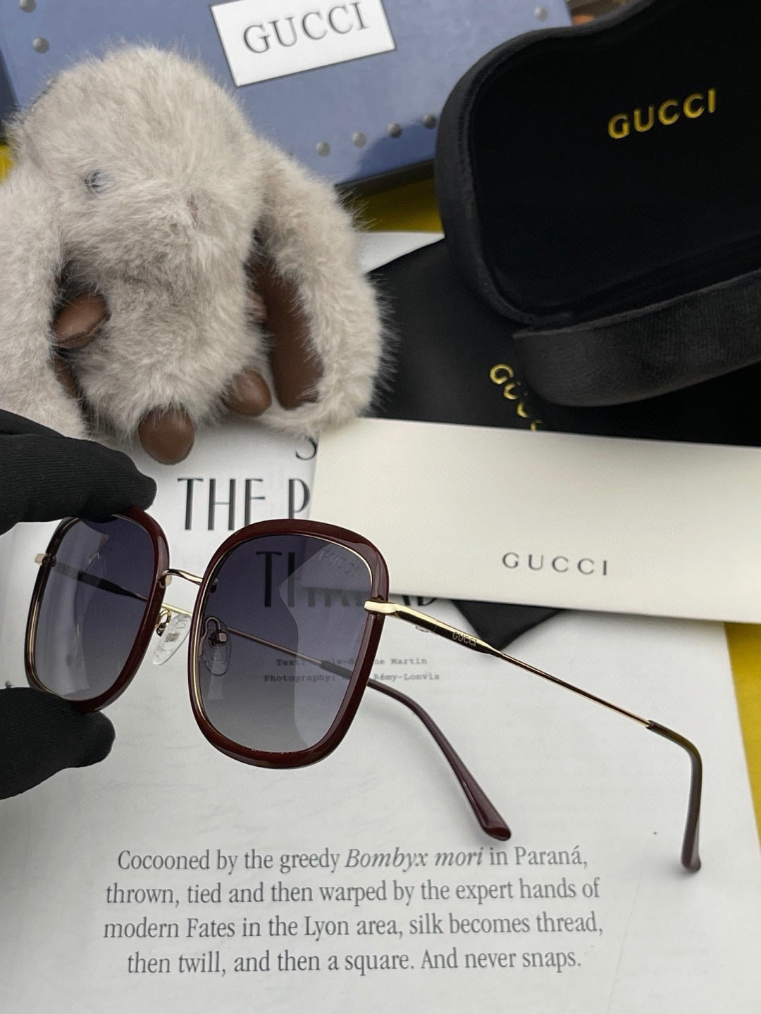 Gucci G2242 Metal Square Red Lens Sunglasses for Men & Women - detail image 4