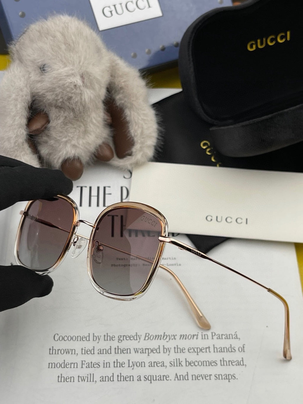 Gucci G2242 Metal Square Red Lens Sunglasses for Men & Women - detail image 5