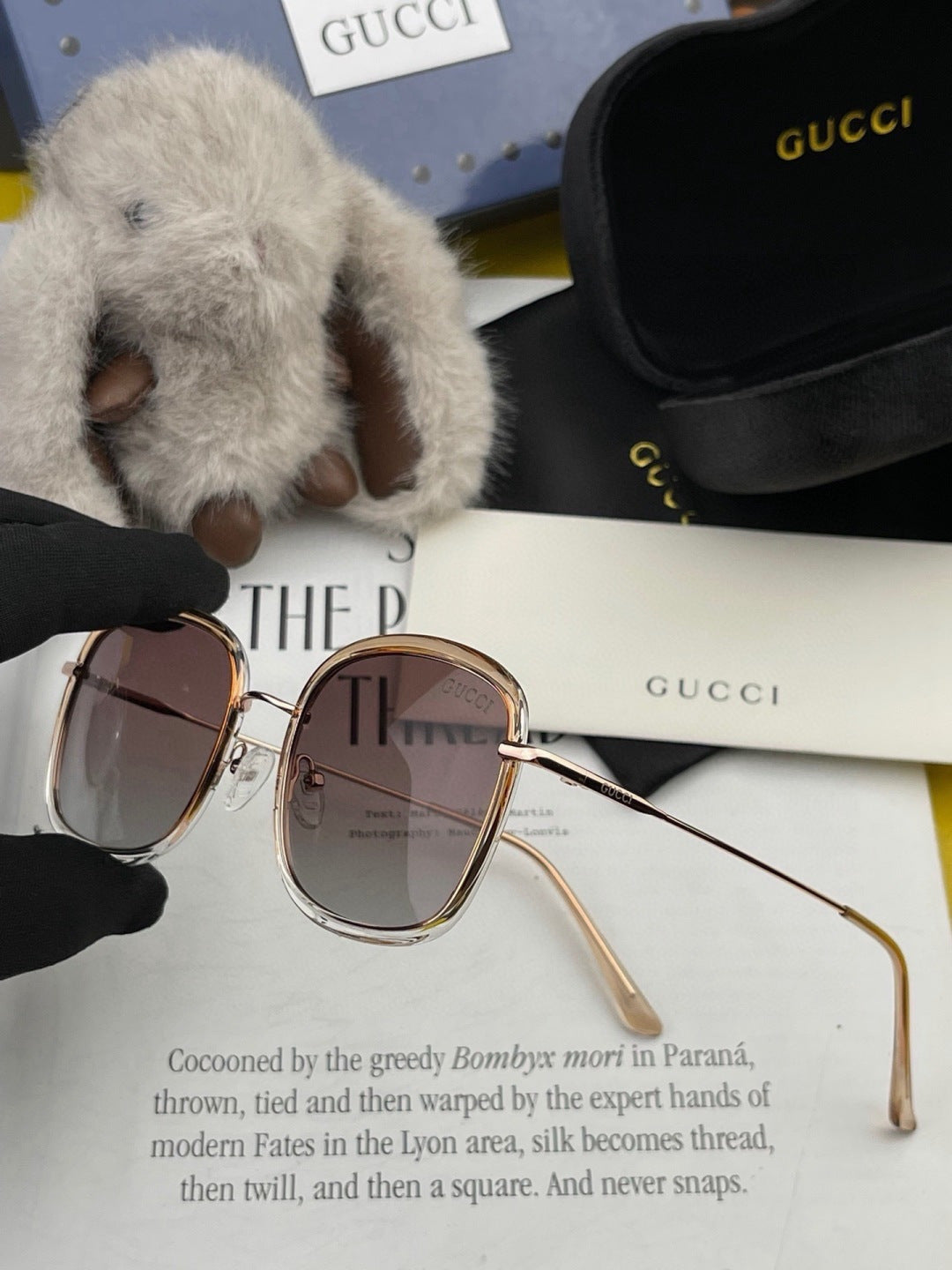 Gucci G2242 Metal Square Red Lens Sunglasses for Men & Women - detail image 5