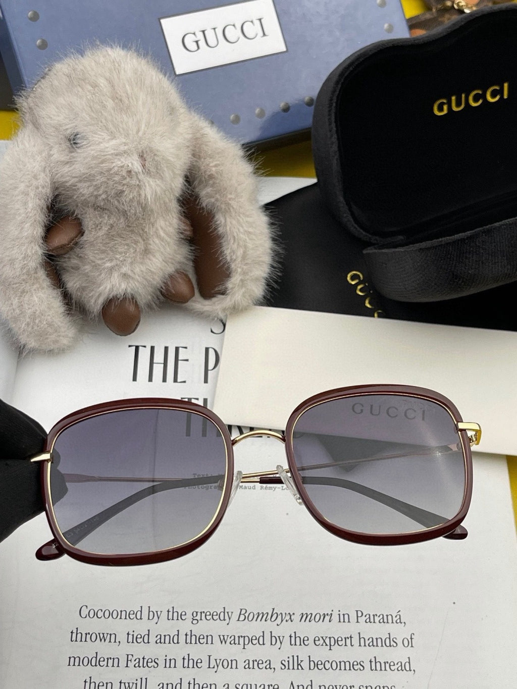 Gucci G2242 Metal Square Red Lens Sunglasses for Men & Women