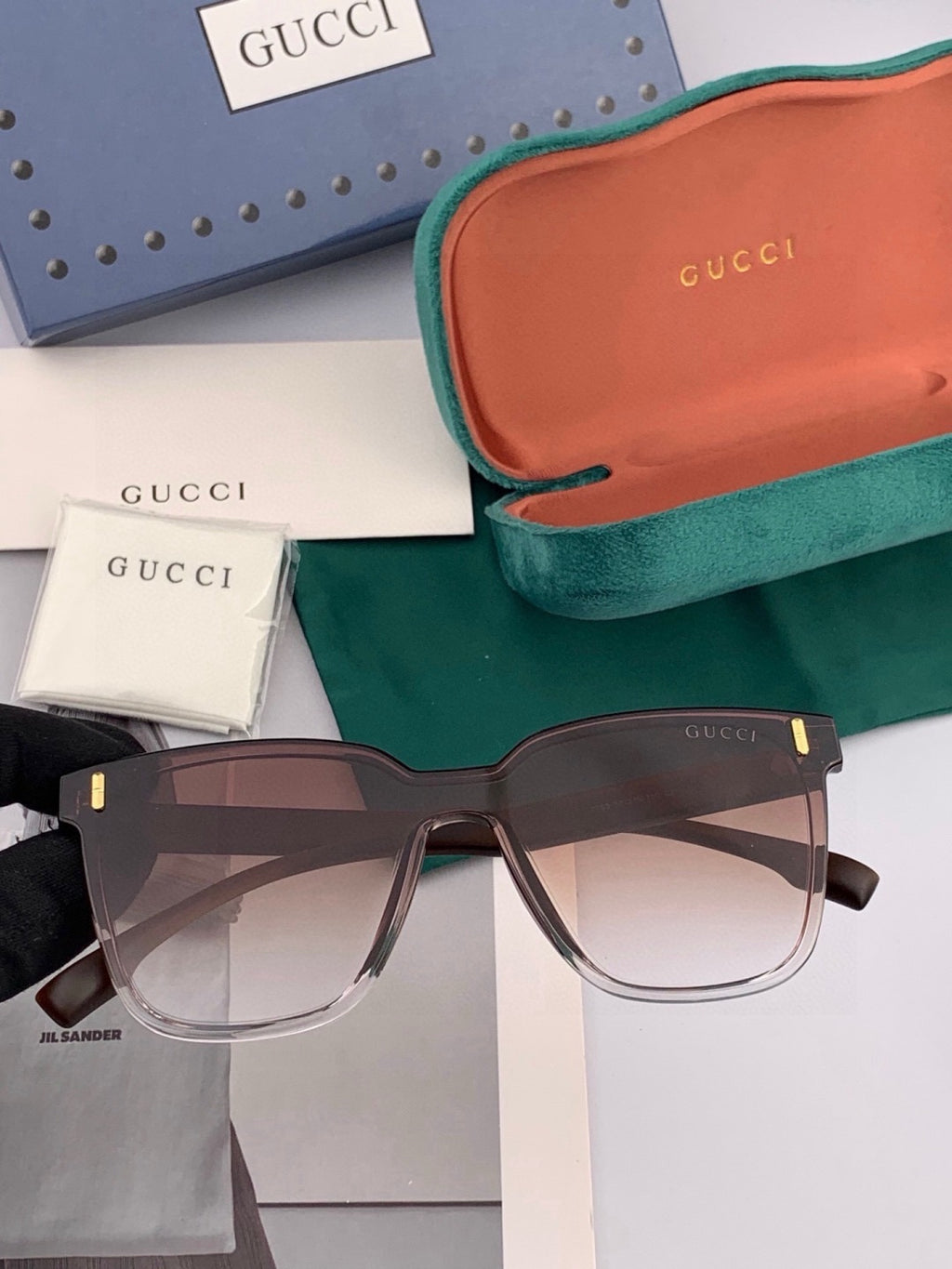 Gucci G7637 Polarized Square Gold Lens Sunglasses for Women - 382020