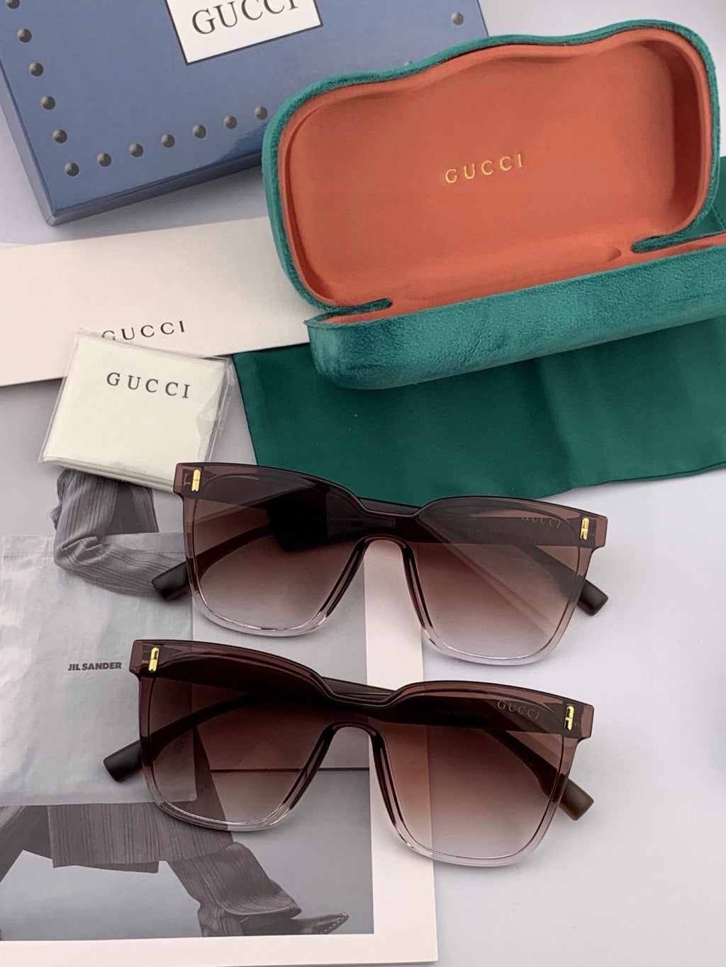Gucci G7637 Polarized Square Gold Lens Sunglasses for Women - 382020 - detail image 6
