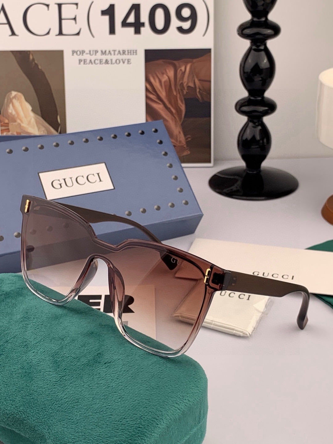 Gucci G7637 Polarized Square Gold Lens Sunglasses for Women - 382020 - detail image 2