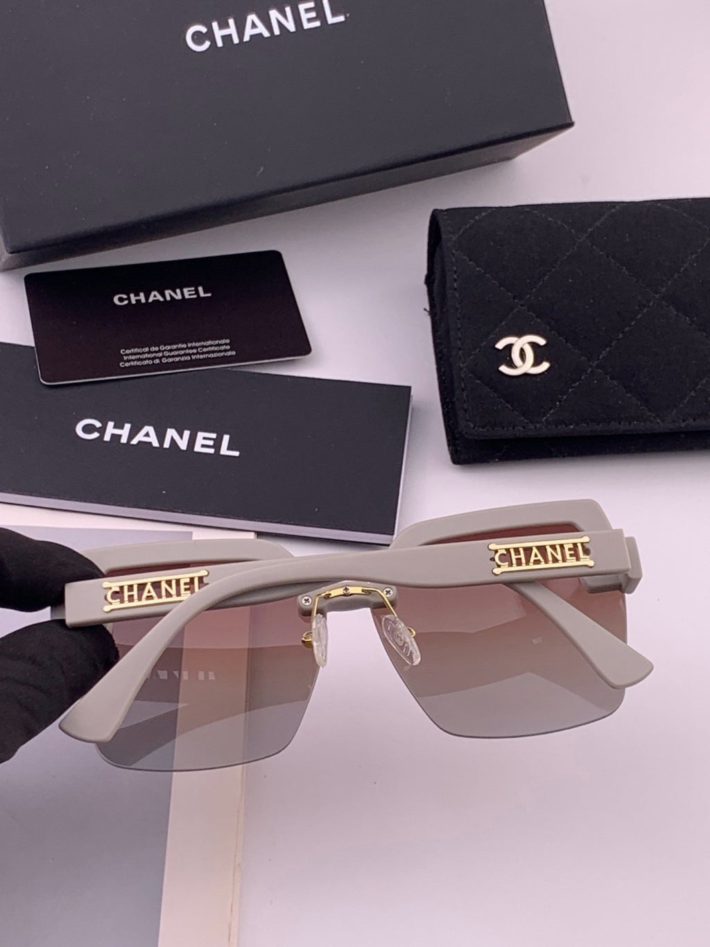 Chanel CH1250 Polarized Square Gold Lens Sunglasses for Women - 382249 - detail image 6