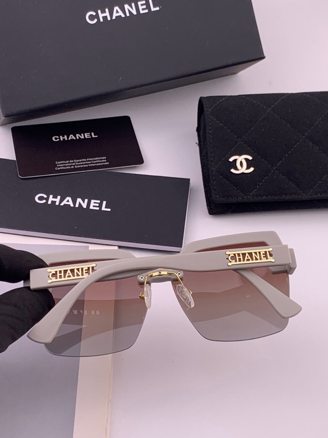 Chanel CH1250 Polarized Square Gold Lens Sunglasses for Women - 382249 - detail image 6