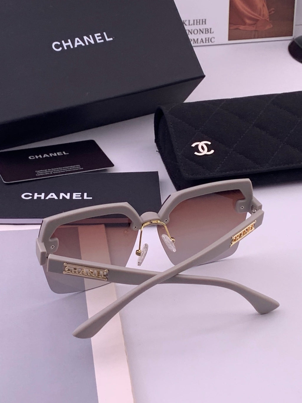 Chanel CH1250 Polarized Square Gold Lens Sunglasses for Women - 382249 - detail image 5