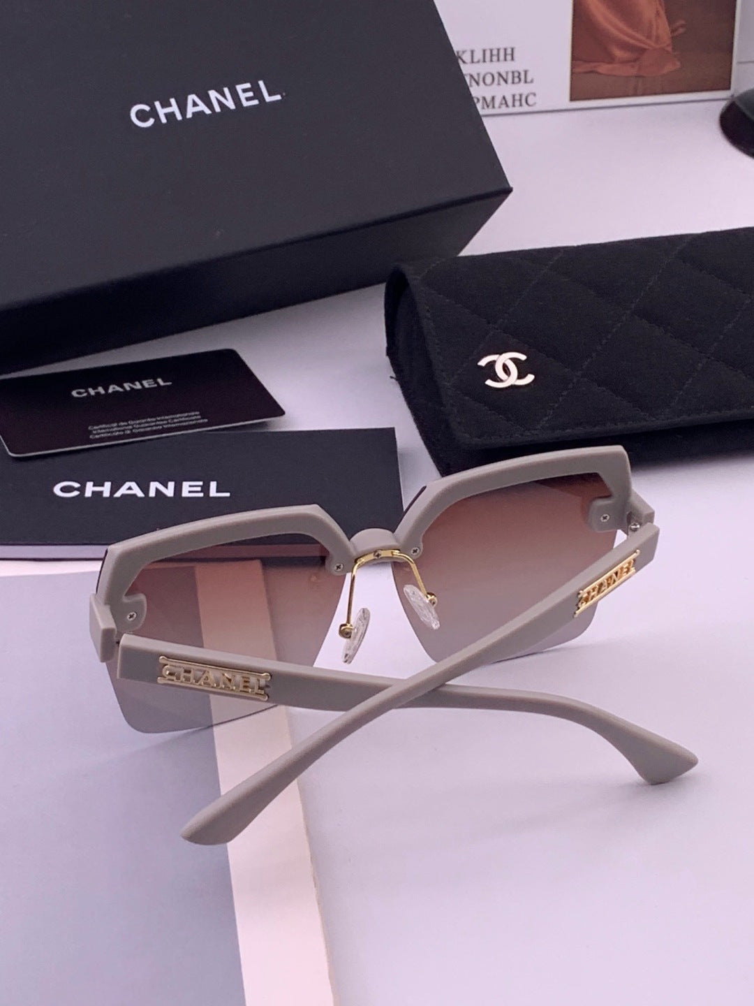 Chanel CH1250 Polarized Square Gold Lens Sunglasses for Women - 382249 - detail image 5