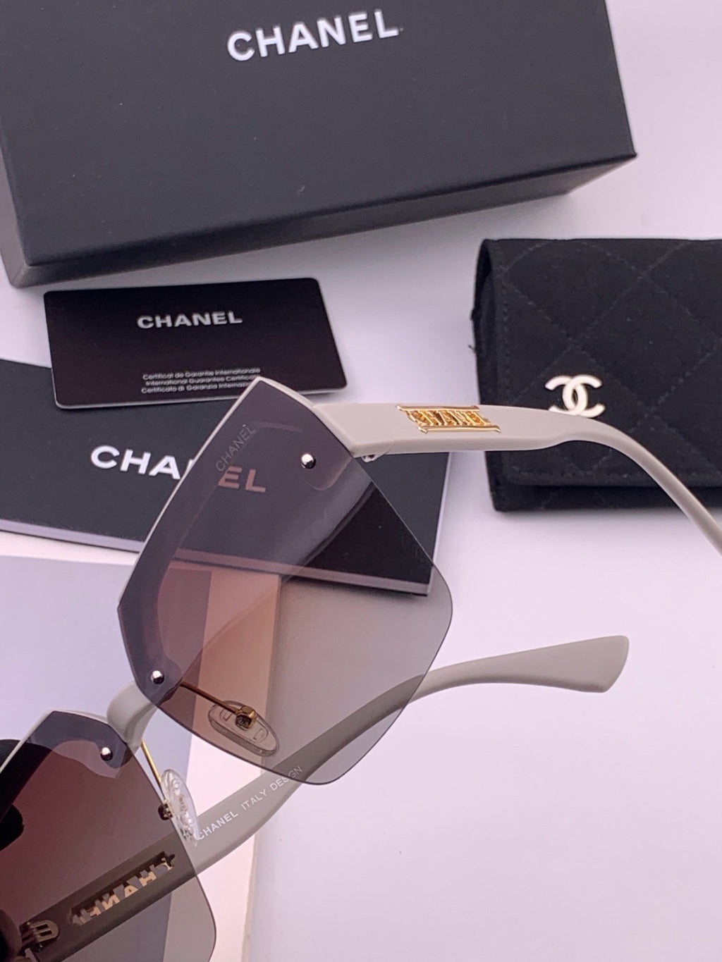 Chanel CH1250 Polarized Square Gold Lens Sunglasses for Women - 382249 - detail image 3