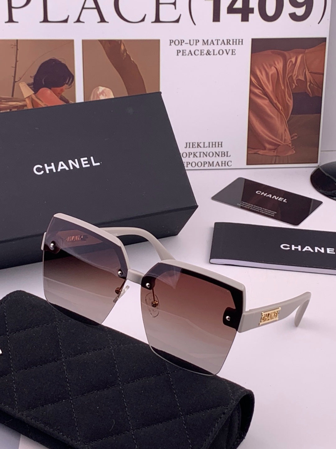 Chanel CH1250 Polarized Square Gold Lens Sunglasses for Women - 382249 - detail image 2
