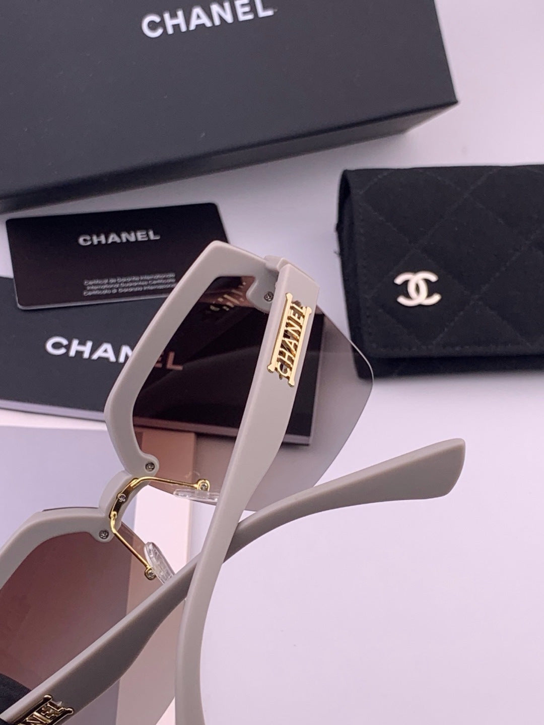 Chanel CH1250 Polarized Square Gold Lens Sunglasses for Women - 382249 - detail image 4