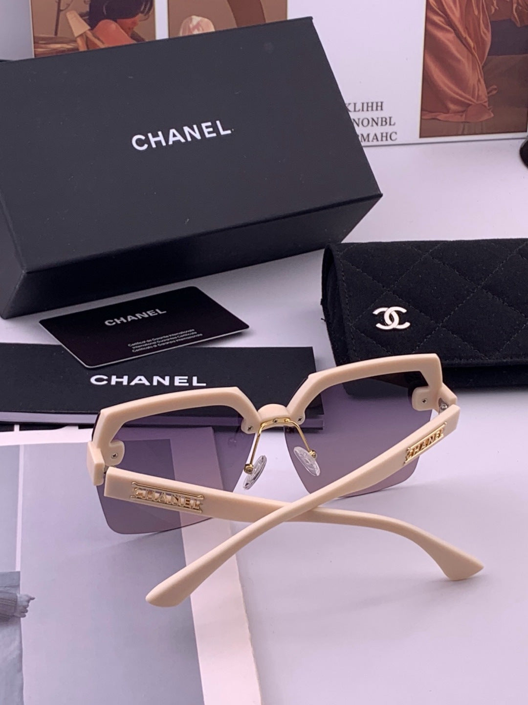 Chanel CH1250 Polarized Square Gold Lens Sunglasses for Women - 382250 - detail image 5