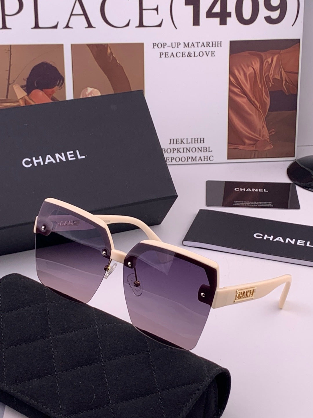 Chanel CH1250 Polarized Square Gold Lens Sunglasses for Women - 382250 - detail image 2