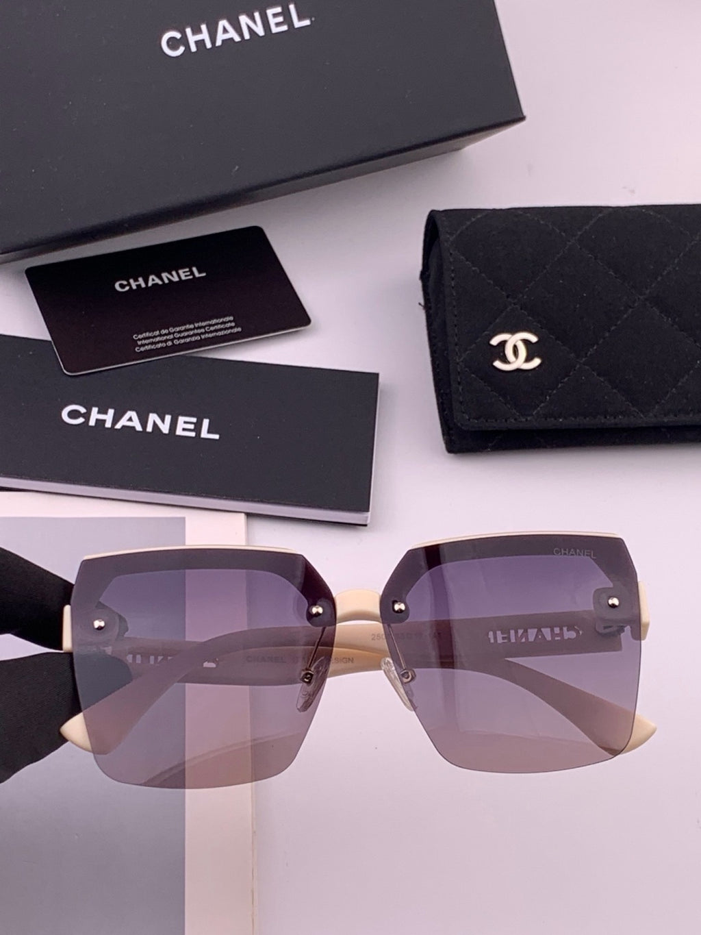Chanel CH1250 Polarized Square Gold Lens Sunglasses for Women - 382250