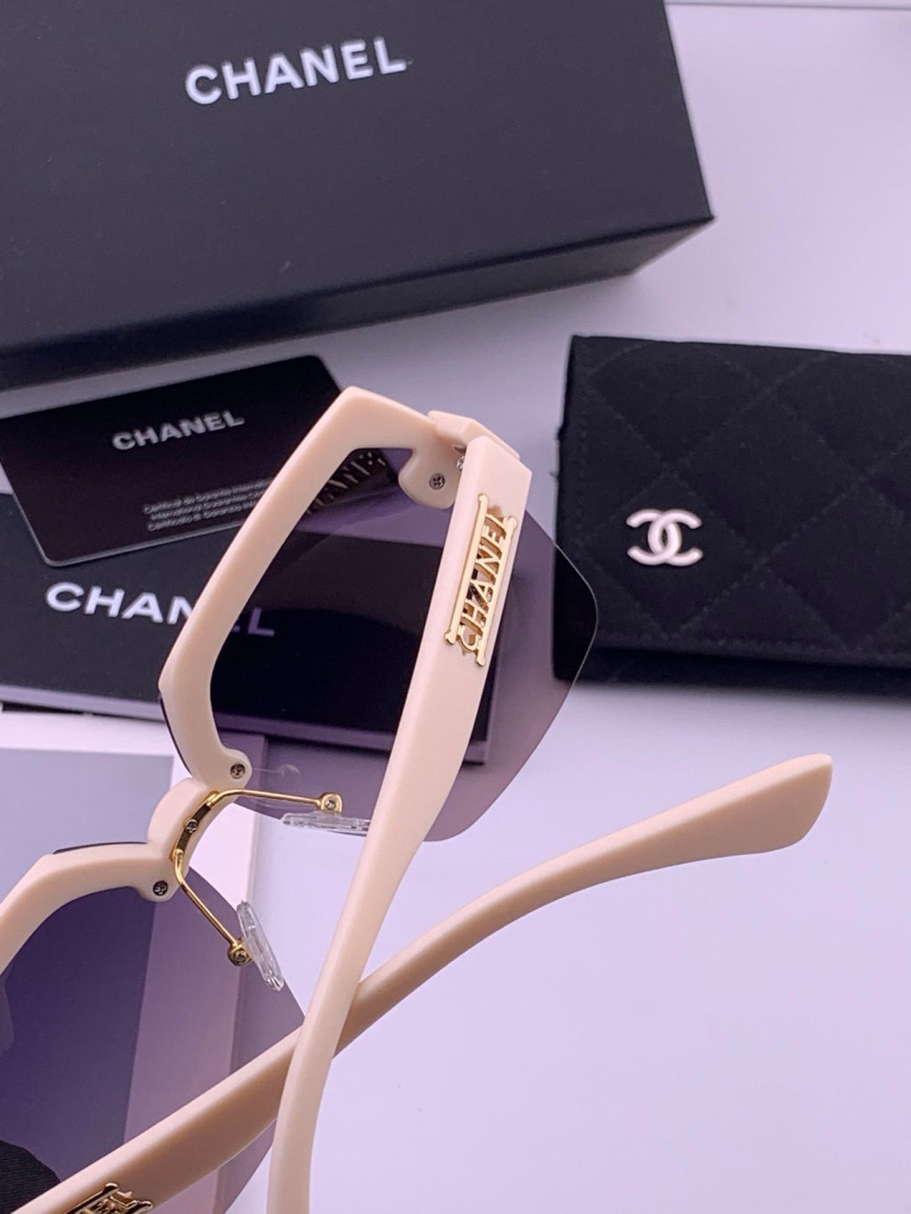 Chanel CH1250 Polarized Square Gold Lens Sunglasses for Women - 382250 - detail image 4