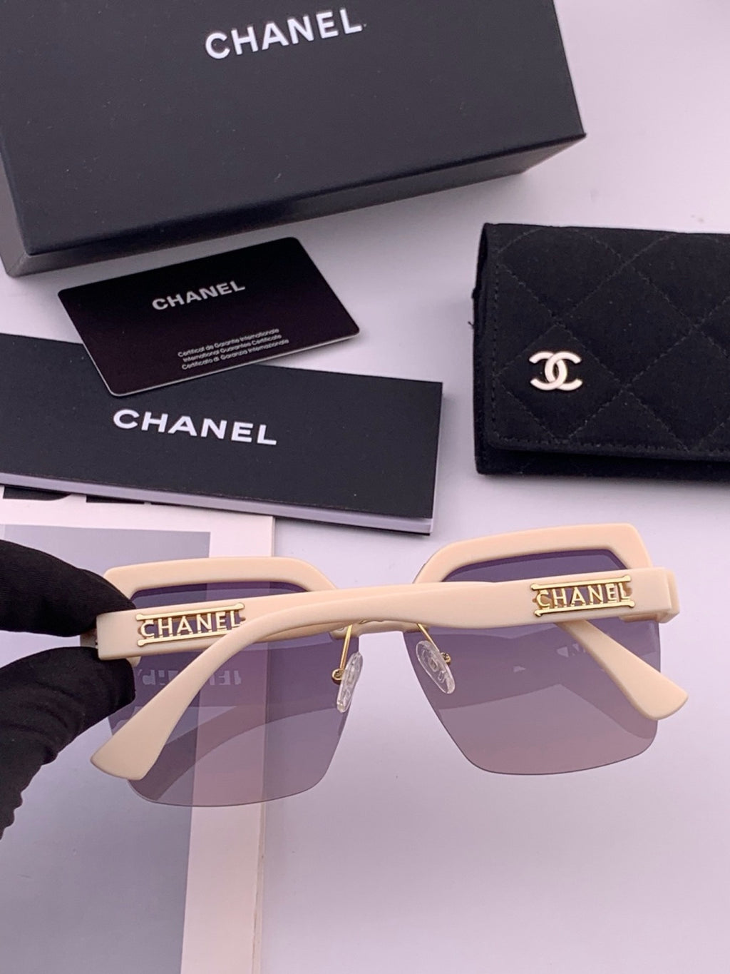 Chanel CH1250 Polarized Square Gold Lens Sunglasses for Women - 382250 - detail image 6