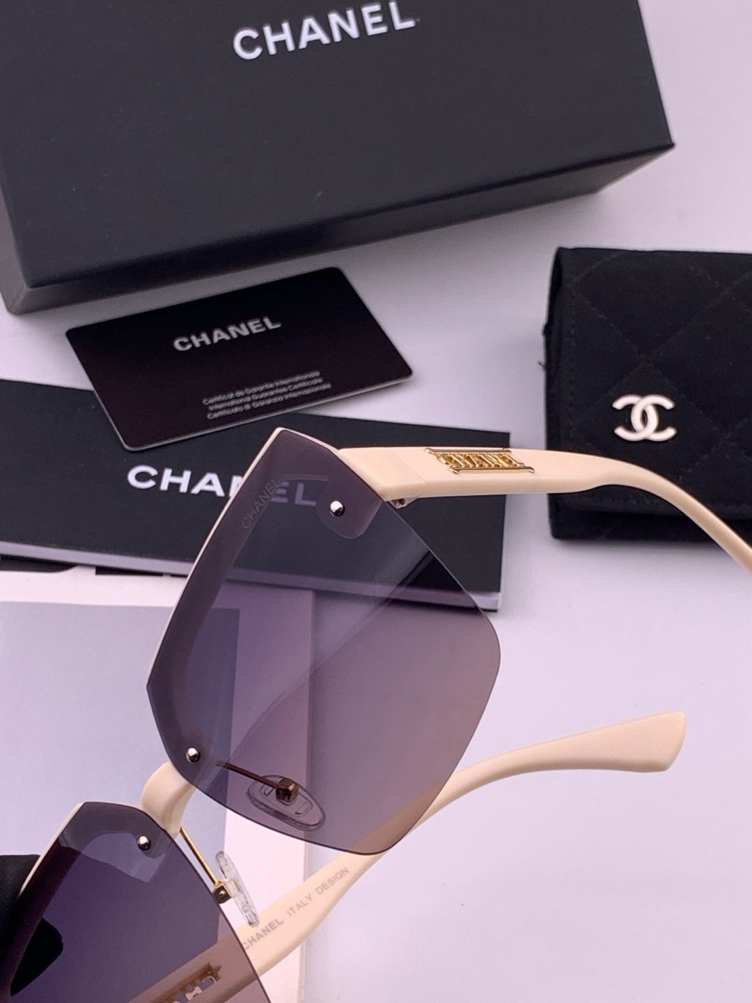 Chanel CH1250 Polarized Square Gold Lens Sunglasses for Women - 382250 - detail image 3