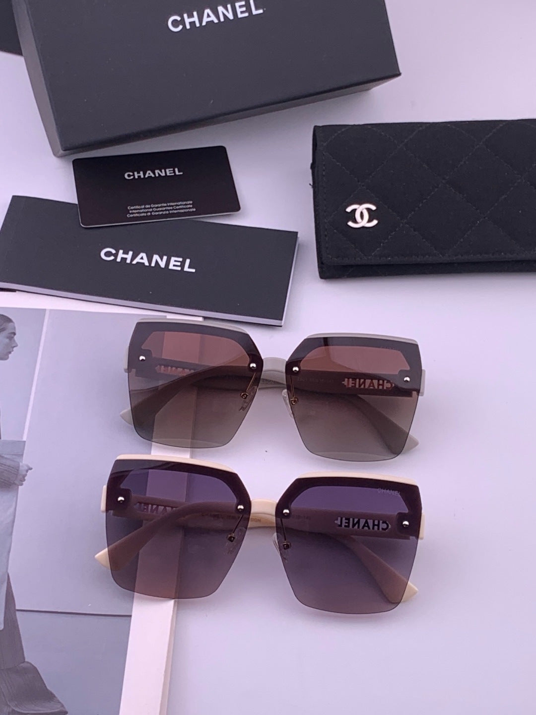 Chanel CH1250 Polarized Square Gold Lens Sunglasses for Women - 382250 - detail image 7