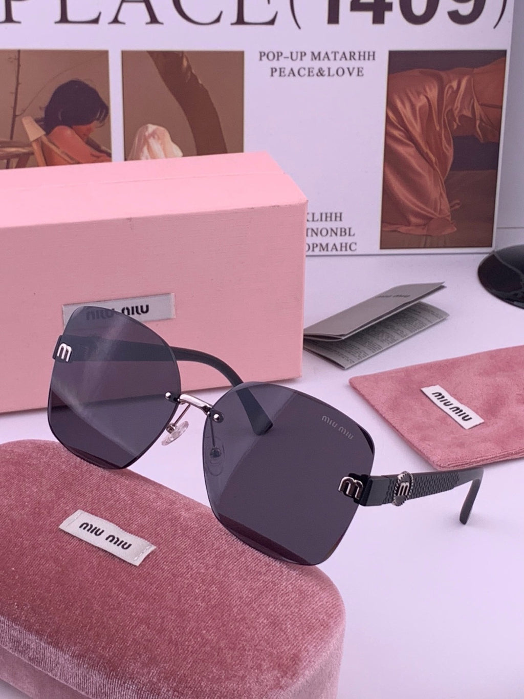 Miu Miu M6550 Fashion Black Lens Sunglasses for Men & Women - detail image 2