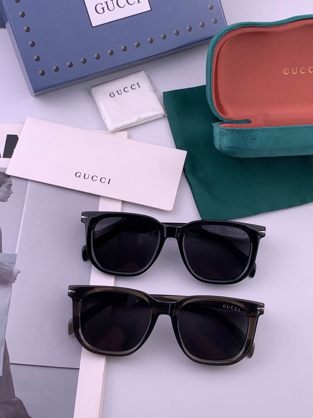 Gucci G3821 Polarized Square Gold Lens Sunglasses for Women - 382021 - detail image 6