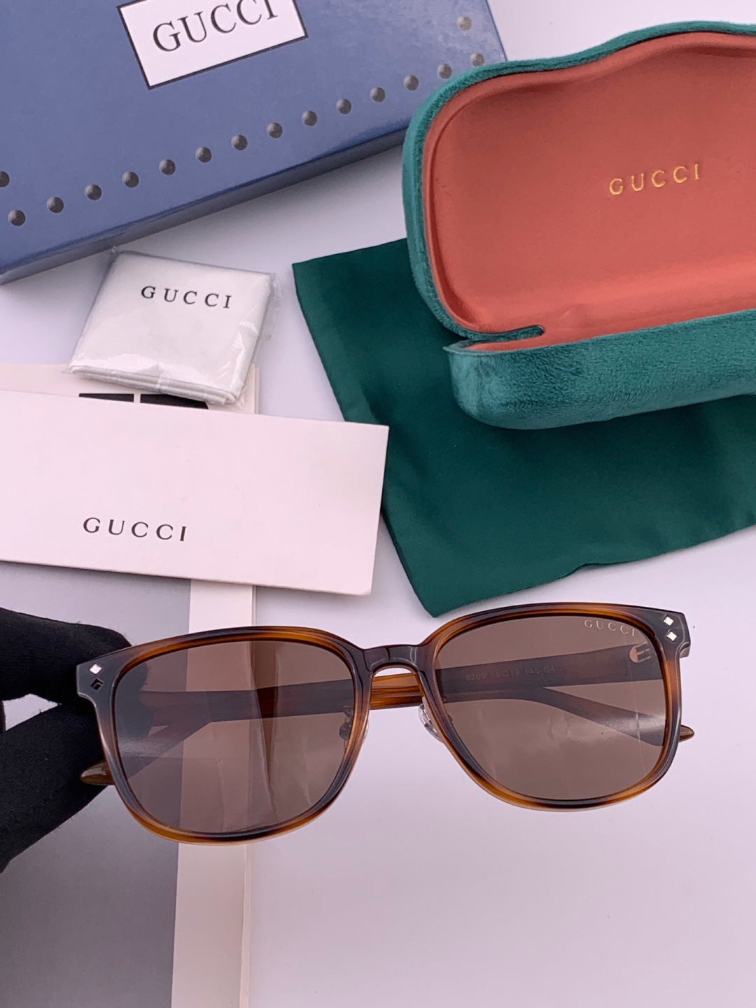 Gucci G9820 Polarized Square Gold Lens Sunglasses for Women - 382022