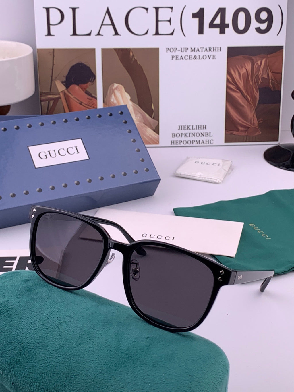 Gucci G9820 Polarized Square Gold Lens Sunglasses for Women - 382022 - detail image 4