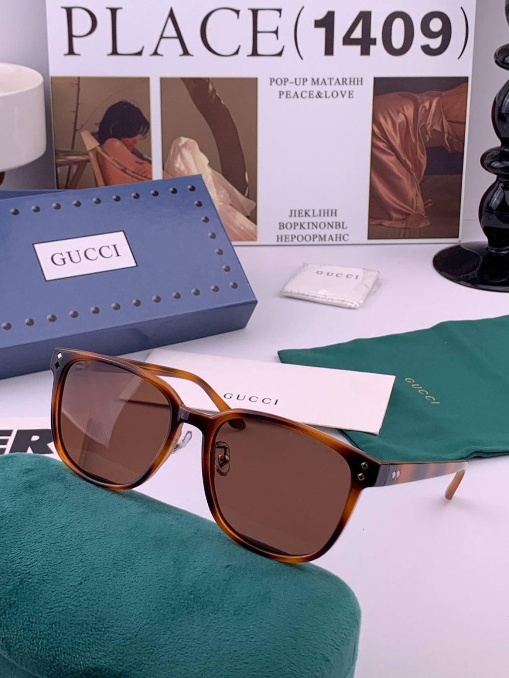 Gucci G9820 Polarized Square Gold Lens Sunglasses for Women - 382022 - detail image 3