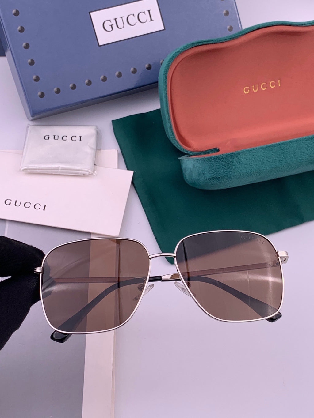 Gucci G9236 Polarized Aviator Gold Lens Sunglasses for Men & Women