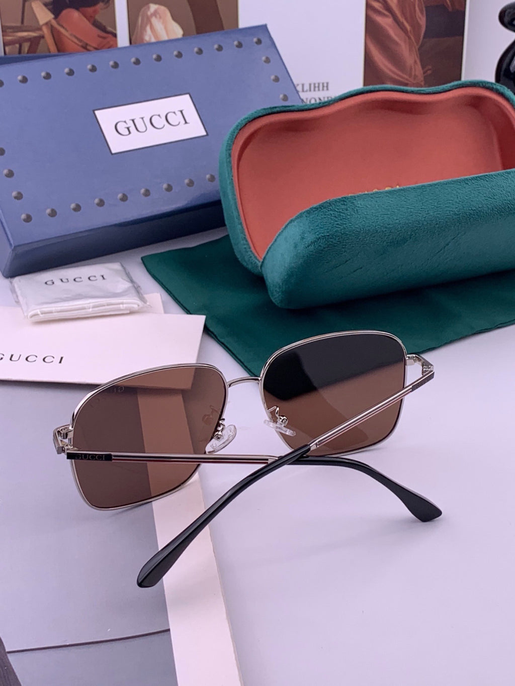 Gucci G9236 Polarized Aviator Gold Lens Sunglasses for Men & Women - detail image 6