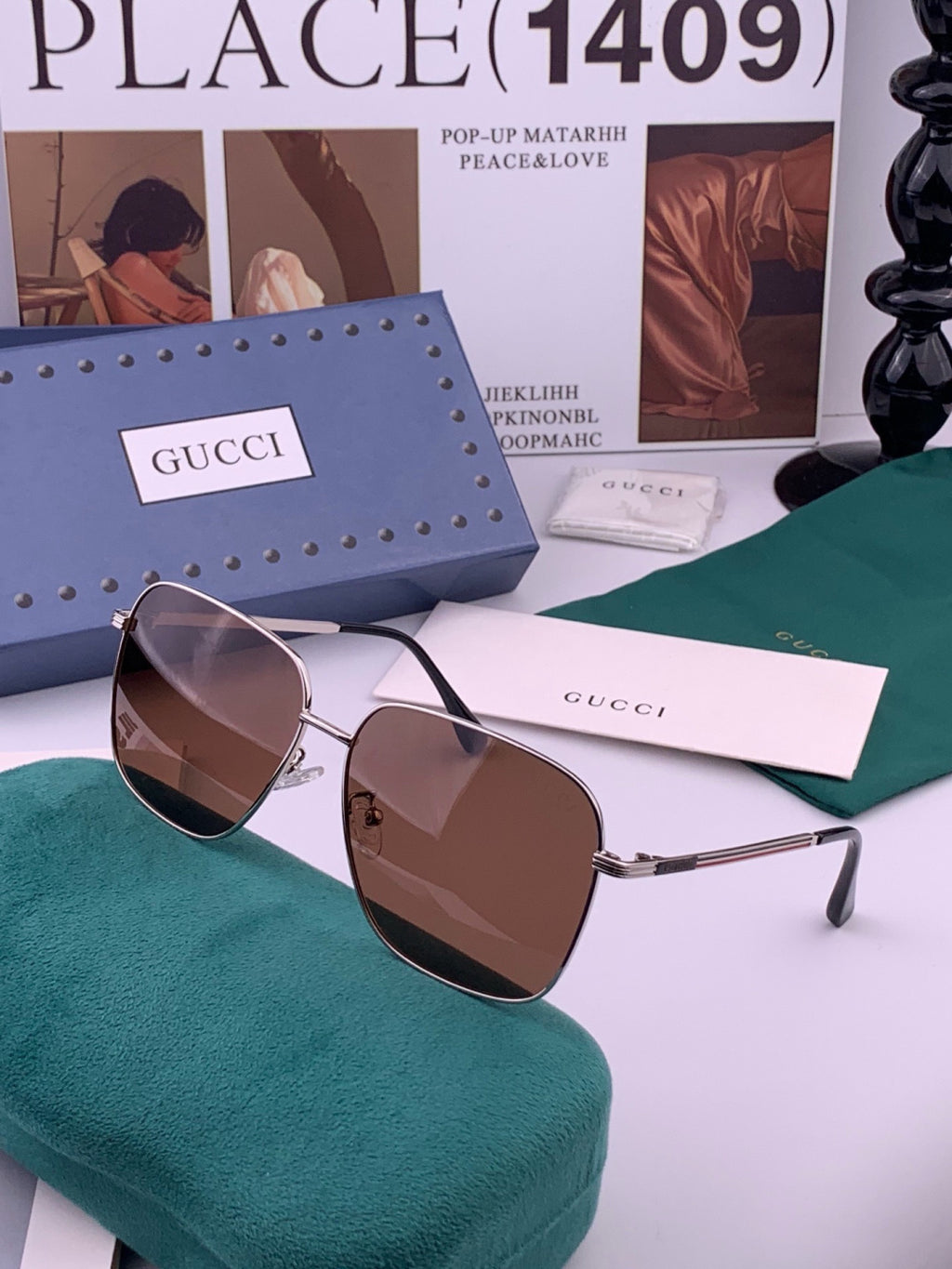 Gucci G9236 Polarized Aviator Gold Lens Sunglasses for Men & Women - detail image 2