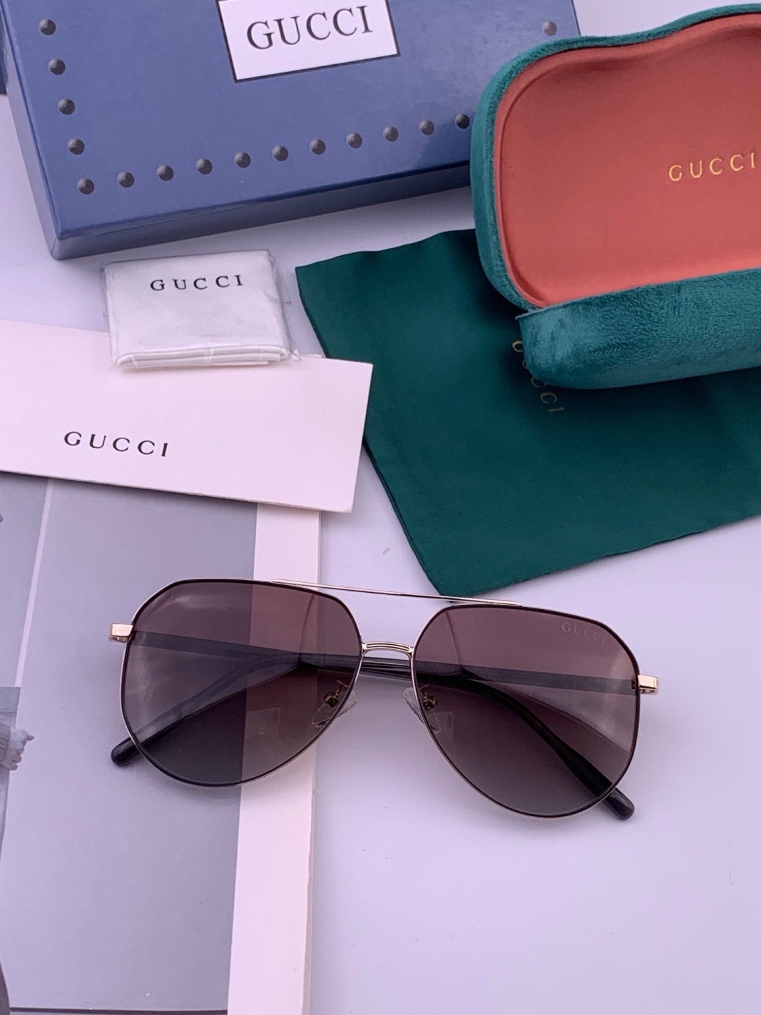 Gucci 4201 Polarized Aviator Gold Lens Sunglasses for Men & Women - detail image 7