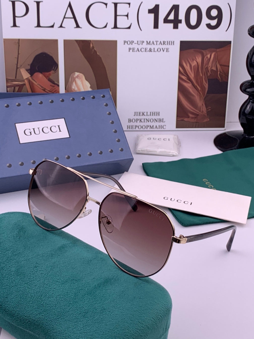 Gucci 4201 Polarized Aviator Gold Lens Sunglasses for Men & Women - detail image 2
