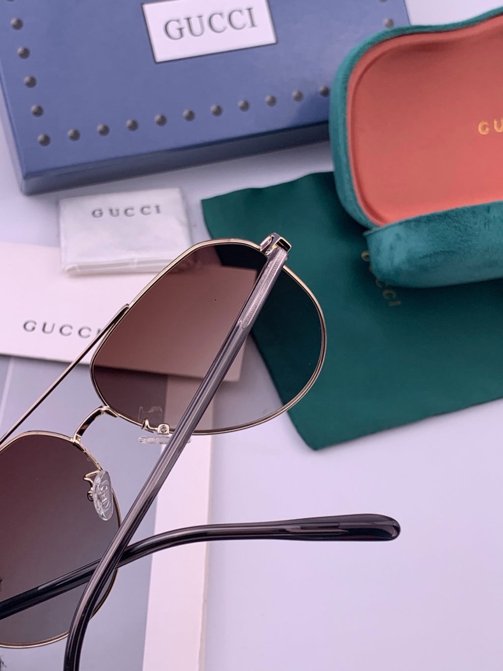 Gucci 4201 Polarized Aviator Gold Lens Sunglasses for Men & Women - detail image 4