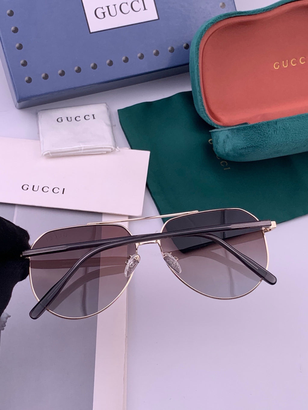 Gucci 4201 Polarized Aviator Gold Lens Sunglasses for Men & Women - detail image 5