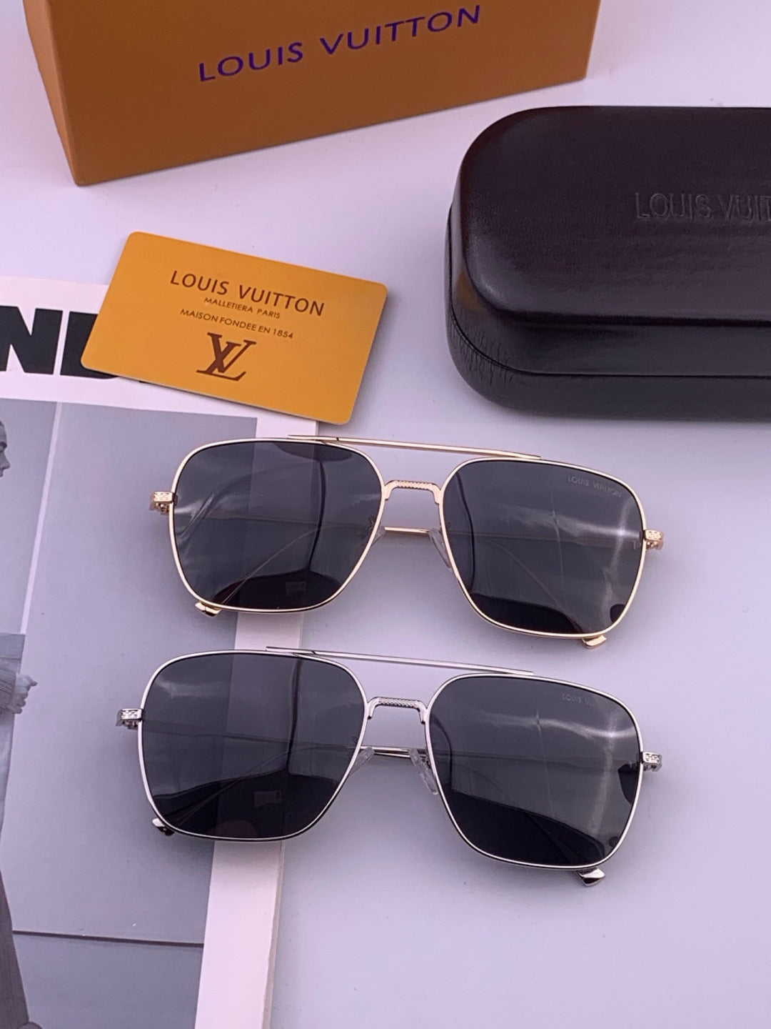 Louis Vuitton L1805 Polarized Aviator Orange Lens Sunglasses for Men & Women - detail image 7