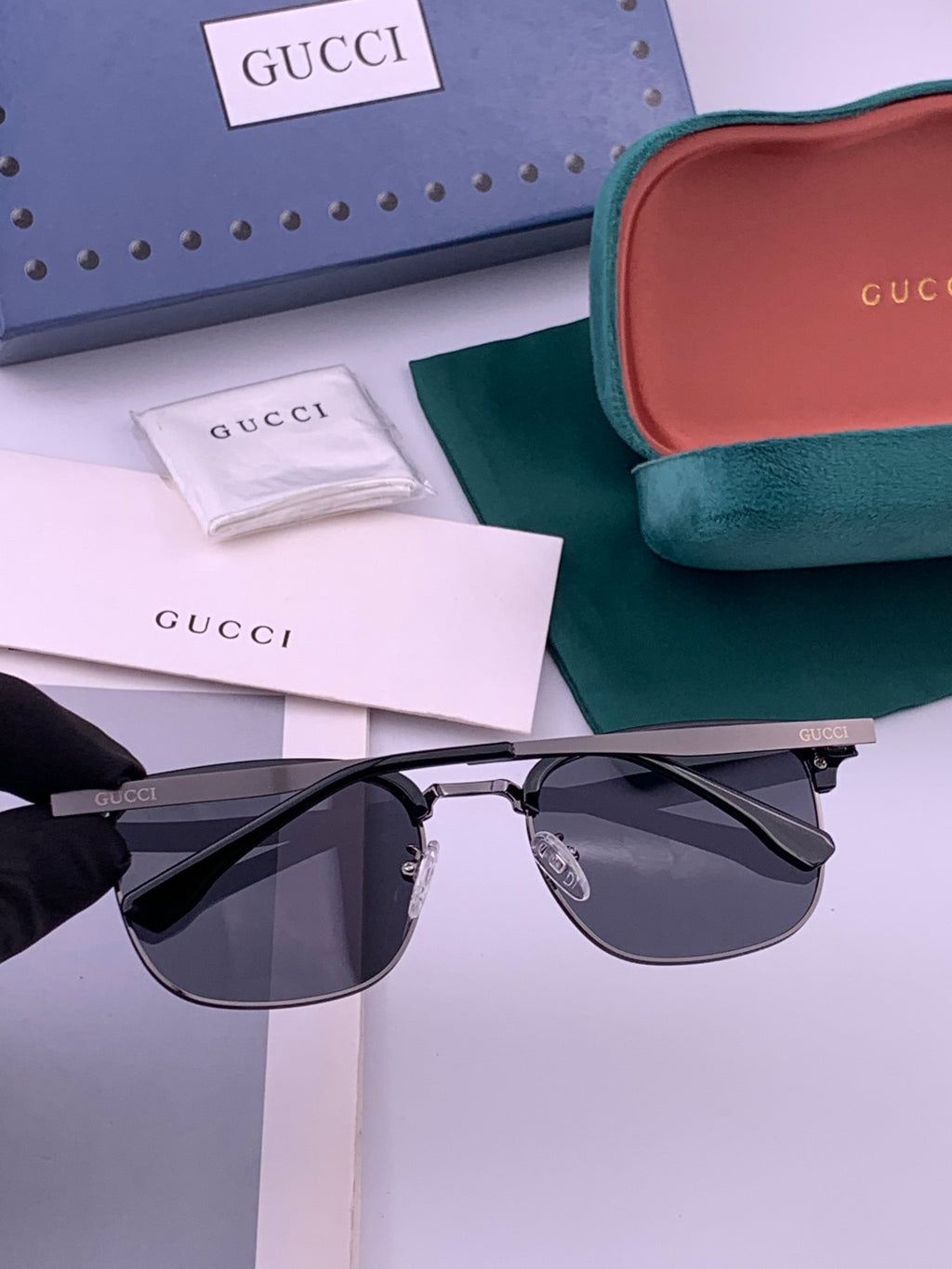 Gucci G5384 Polarized Square Gold Lens Sunglasses for Women - 381994 - detail image 6