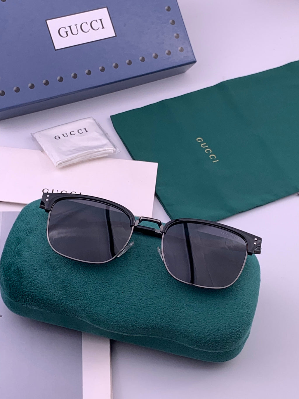 Gucci G5384 Polarized Square Gold Lens Sunglasses for Women - 381994 - detail image 5