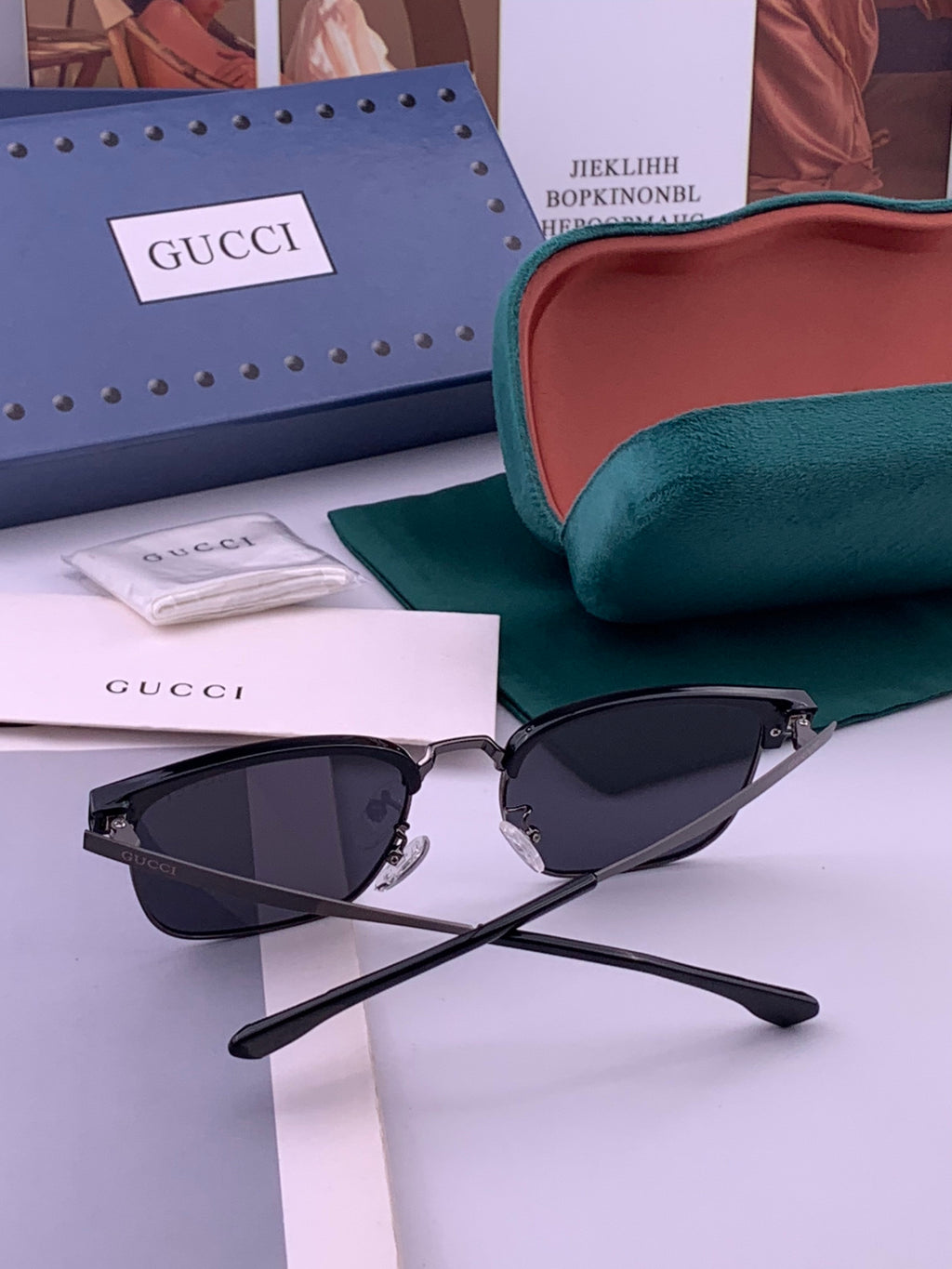 Gucci G5384 Polarized Square Gold Lens Sunglasses for Women - 381994 - detail image 4