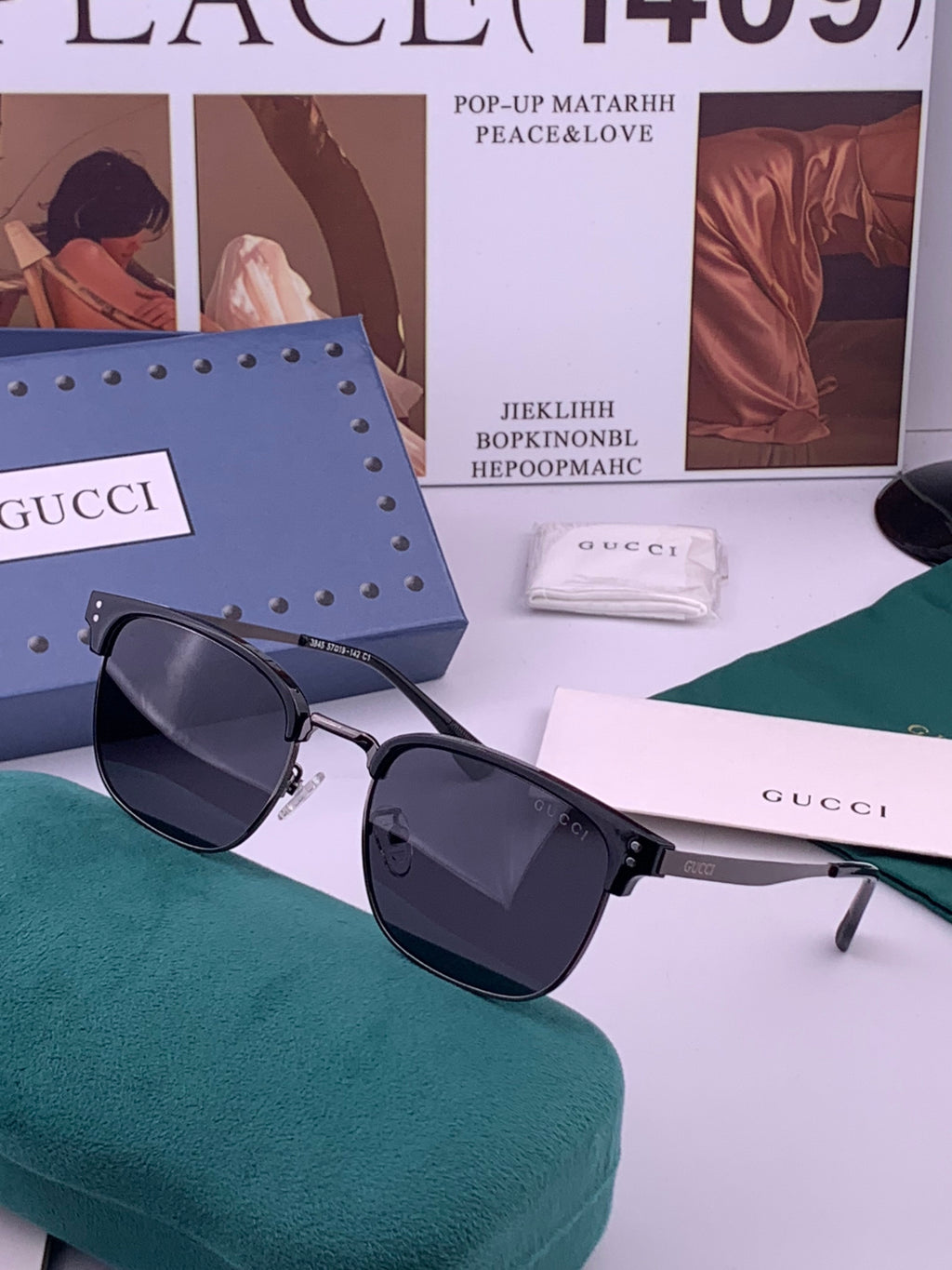 Gucci G5384 Polarized Square Gold Lens Sunglasses for Women - 381994 - detail image 2