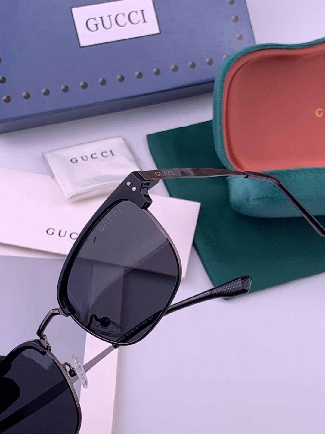 Gucci G5384 Polarized Square Gold Lens Sunglasses for Women - 381994 - detail image 3