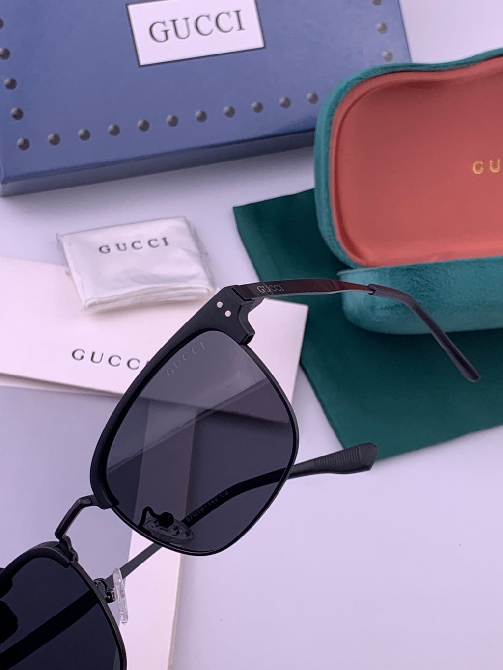 Gucci G5384 Polarized Square Gold Lens Sunglasses for Women - detail image 3