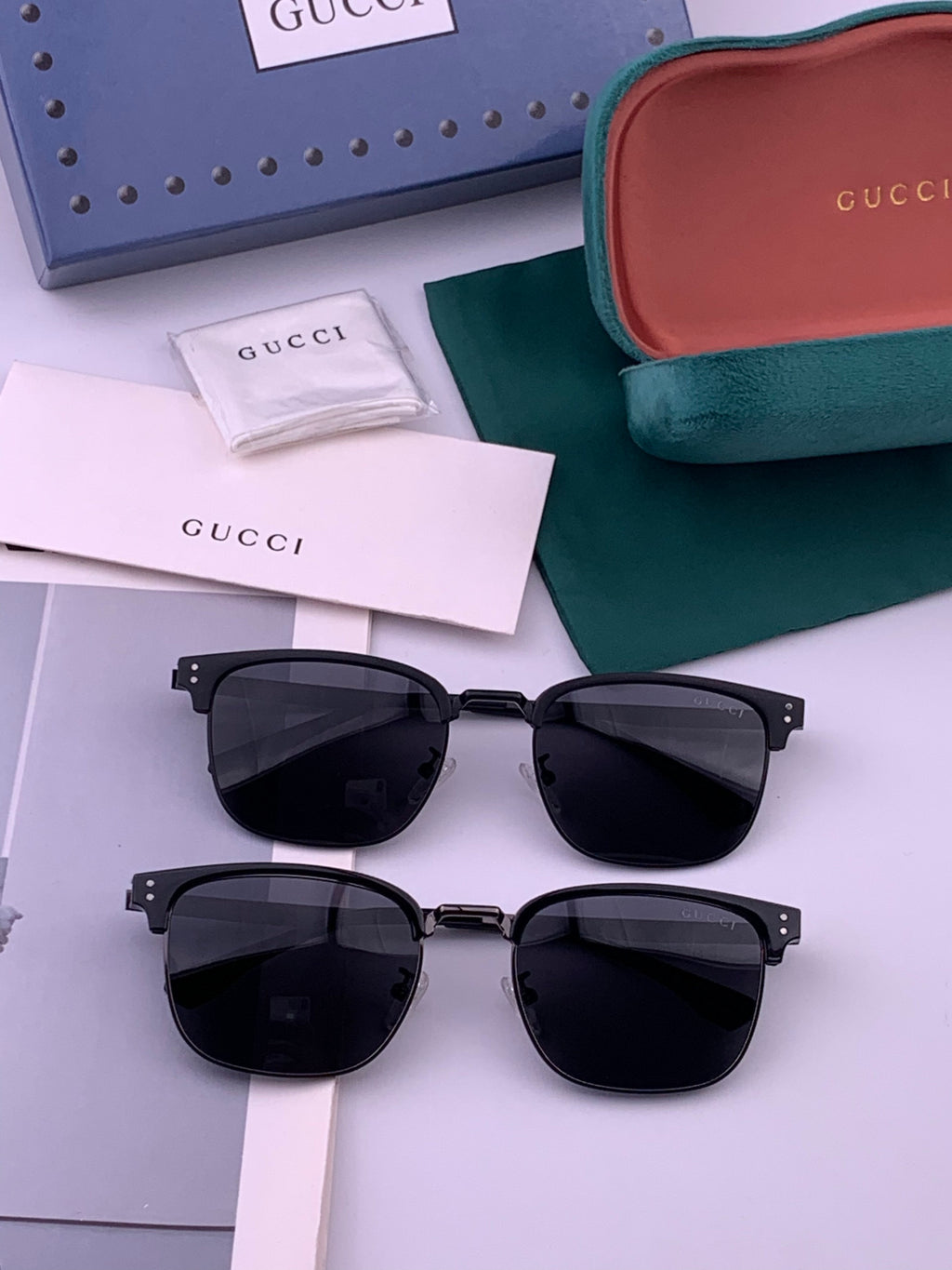 Gucci G5384 Polarized Square Gold Lens Sunglasses for Women - detail image 7