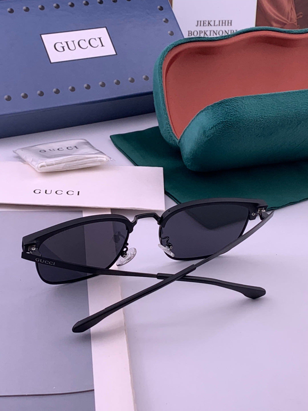 Gucci G5384 Polarized Square Gold Lens Sunglasses for Women - detail image 5