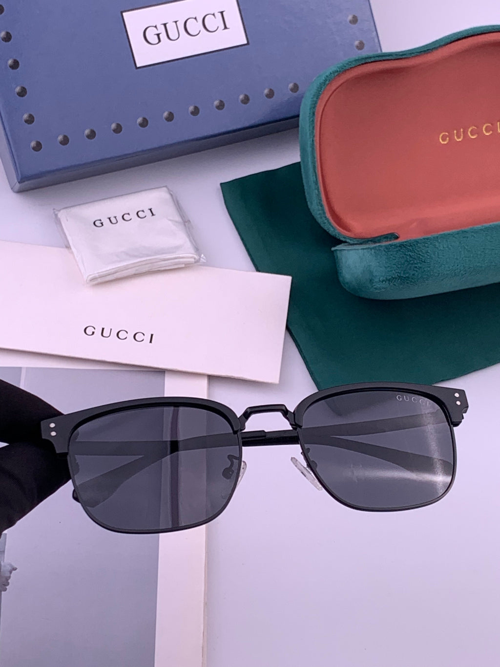 Gucci G5384 Polarized Square Gold Lens Sunglasses for Women