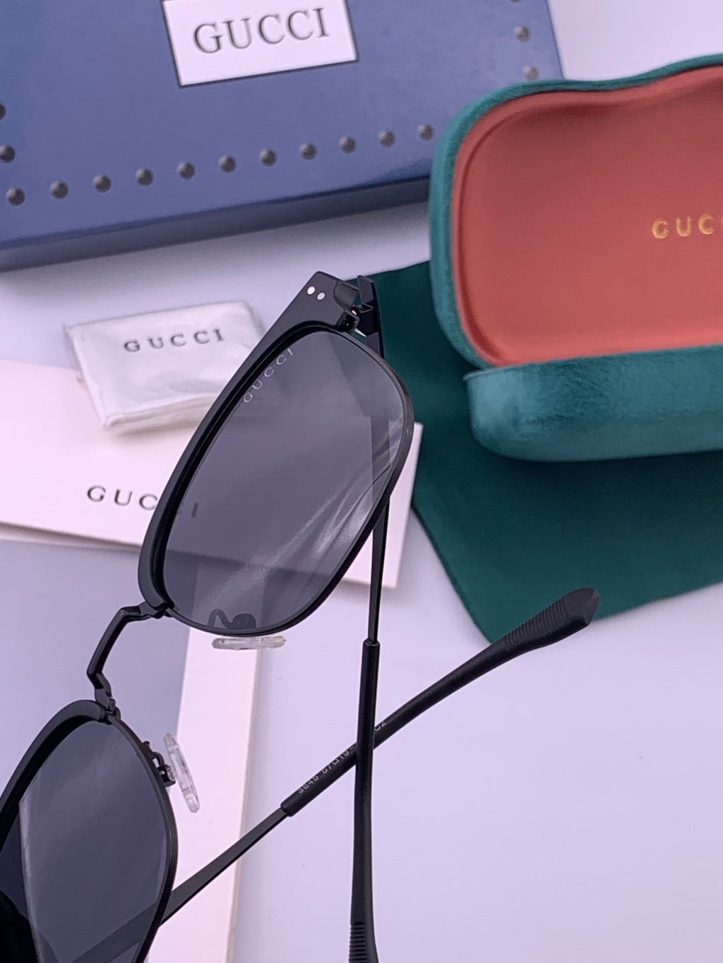 Gucci G5384 Polarized Square Gold Lens Sunglasses for Women - detail image 4