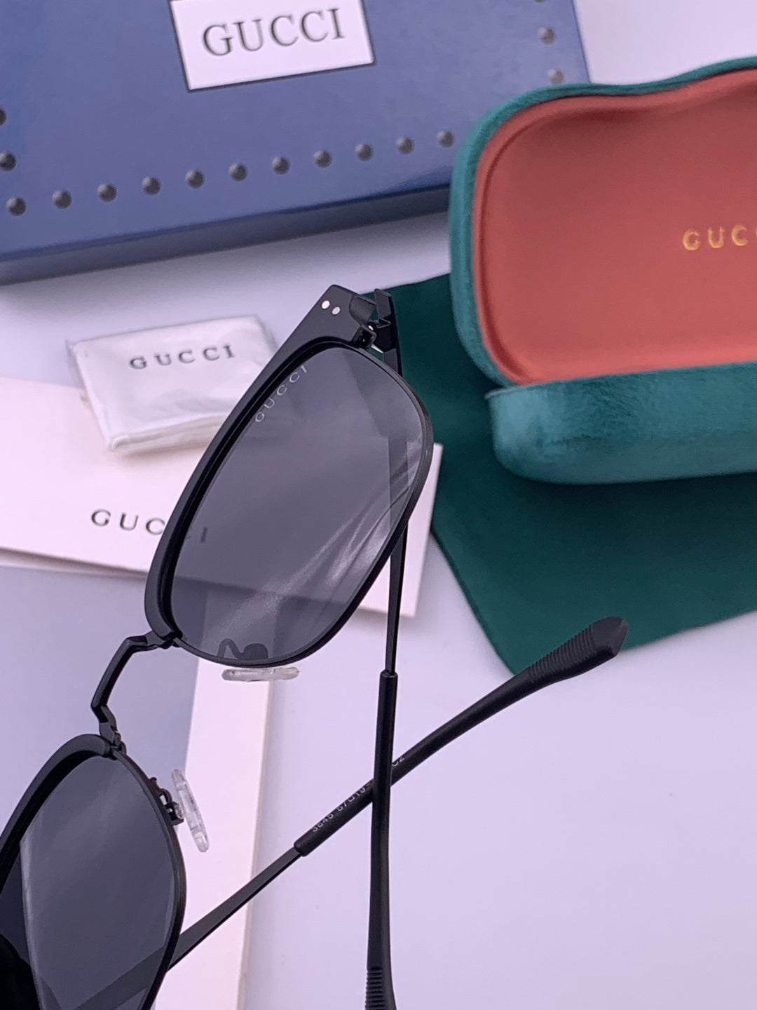 Gucci G5384 Polarized Square Gold Lens Sunglasses for Women - detail image 4