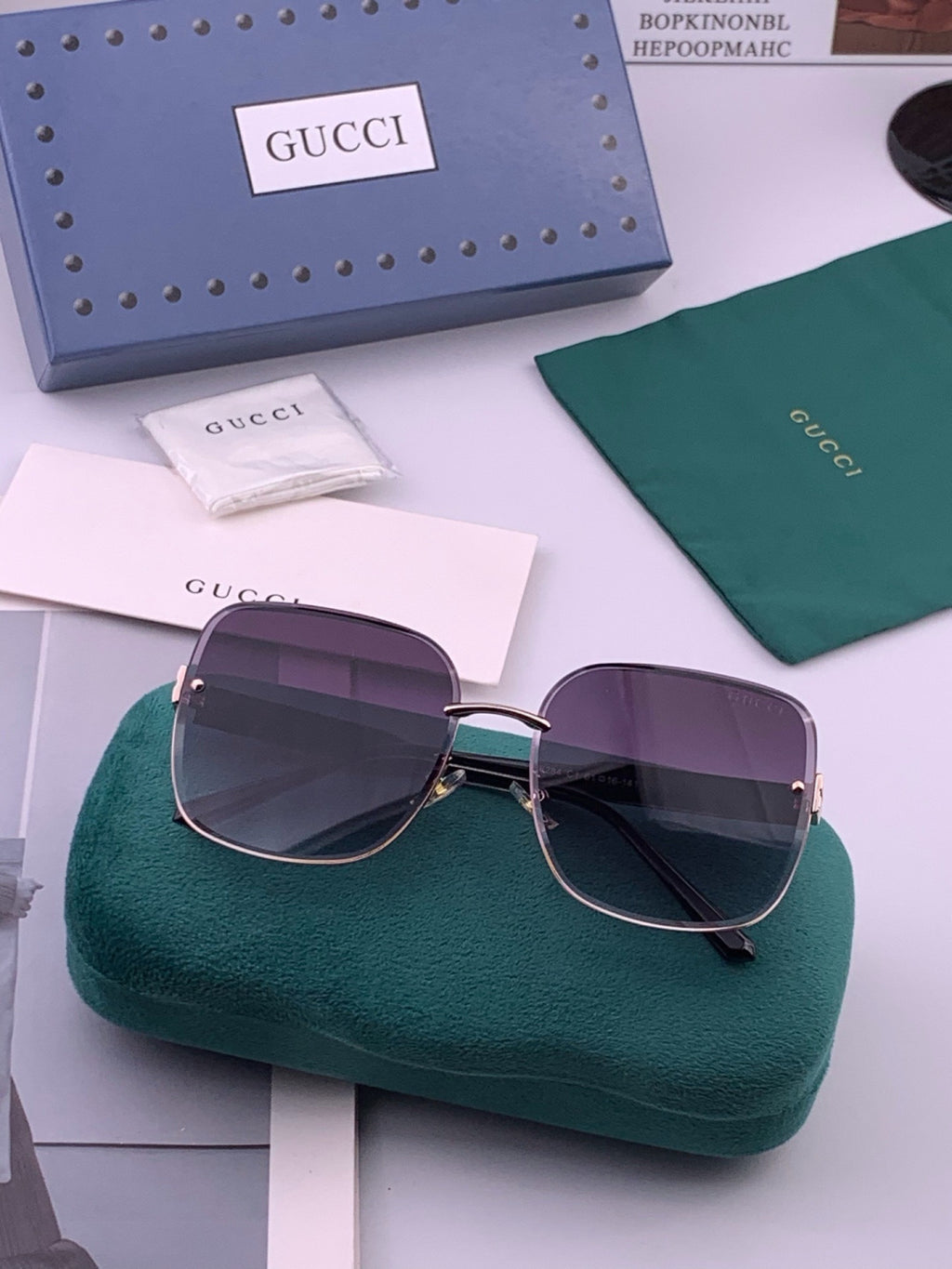 Gucci CH4628 Metal Fashion Red Lens Sunglasses for Men & Women - 381998 - detail image 6